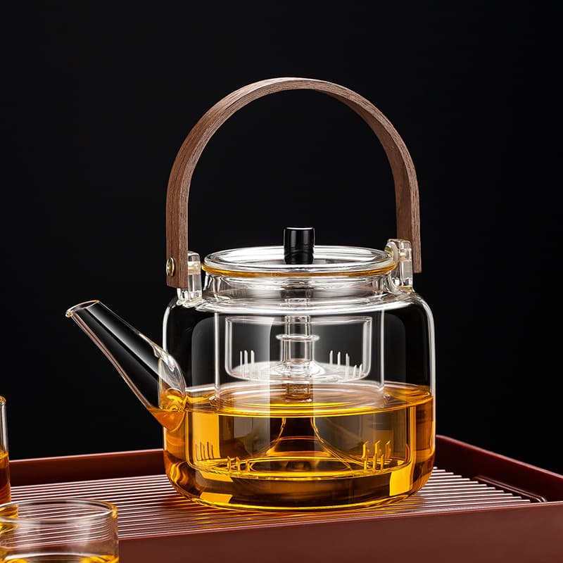 Glass teapot with open flame, electric ceramic stove, 2024 new model, high temperature resistant, lifting handle, kettle for health-preserving tea.