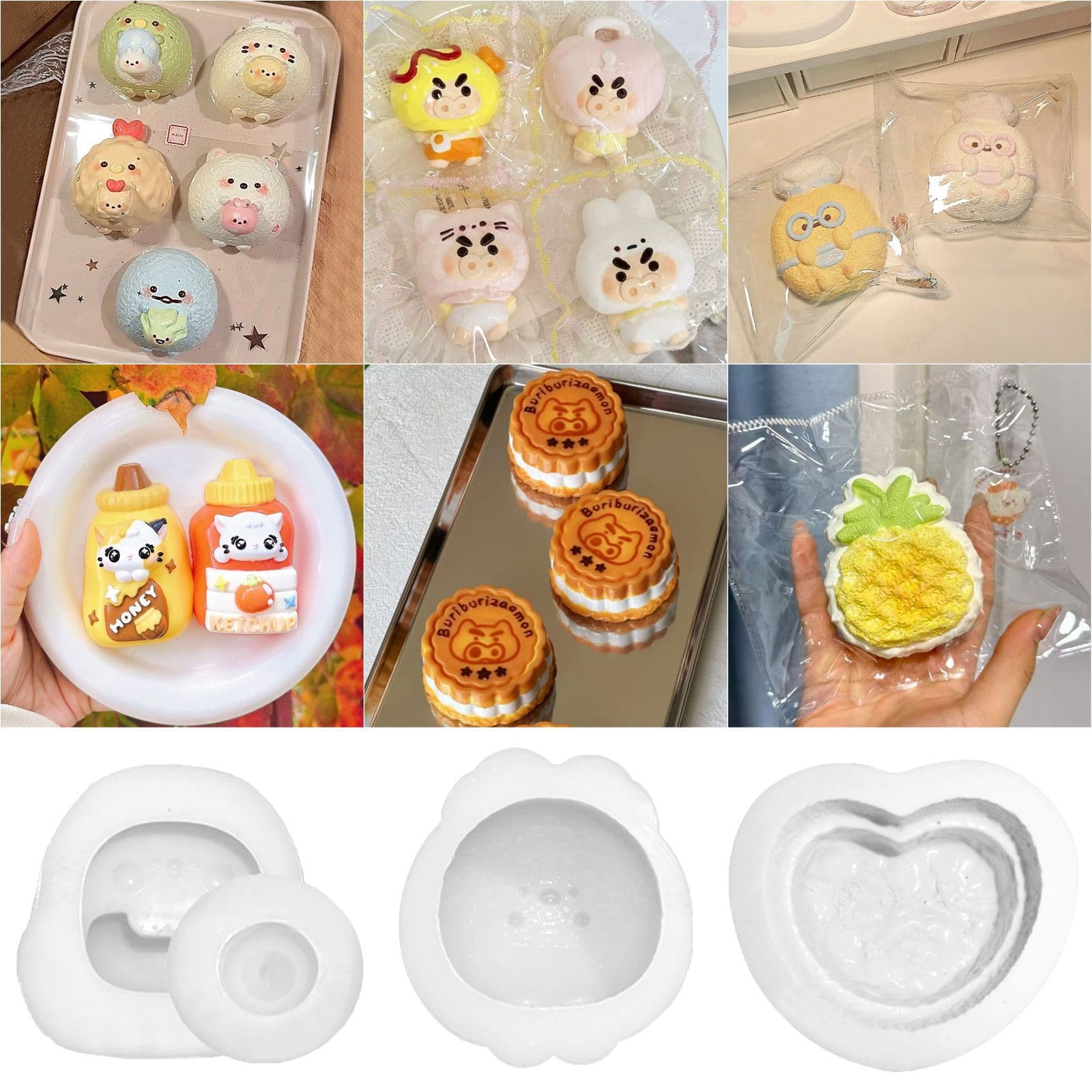 Cartoon trendy toy doll pinch mold diy cute mini little nose pinch plaster food toy silicone mold