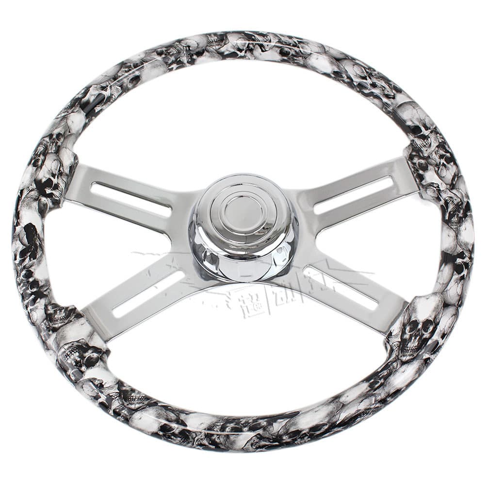 18-inch truck acrylic white skull steering wheel 450MM anime racing competition modified quick-release steering wheel
