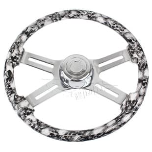 18-inch Truck Acrylic White Skull Steering Wheel 450MM Anime Racing Competition Modified Quick Release Steering Wheel