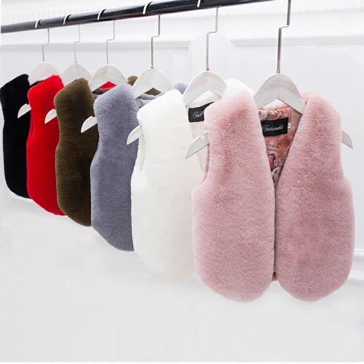 Wholesale 2026 Kids Furry Vest Lined Thick Faux Fur Coat Baby Boys Girls Cardigan Vest