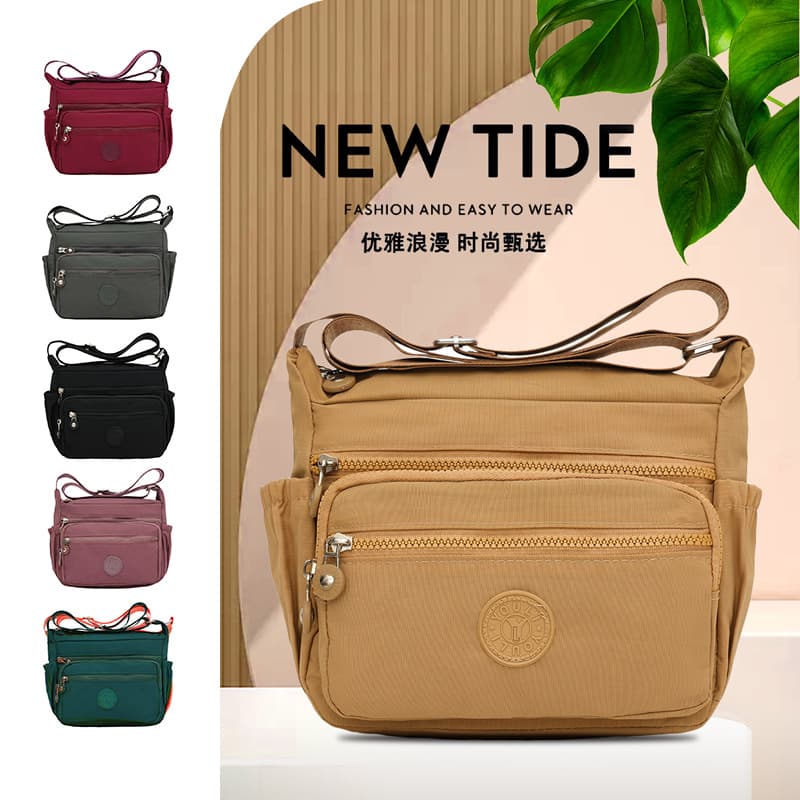 Waterproof and wear-resistant mother's bag, casual crossbody bag, multi-layer nylon shoulder crossbody bag, good-looking business wallet