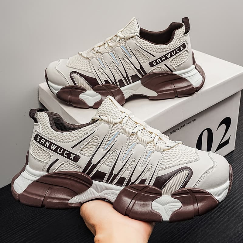 Big head youth fashion thick-soled dad shoes for men 2026 summer mesh breathable lightweight trendy sports casual shoes