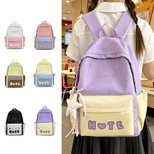 Korean Style Fresh Contrast Color Backpack Middle School College Student High Appearance Large Capacity Backpack Ins Simple Backpack