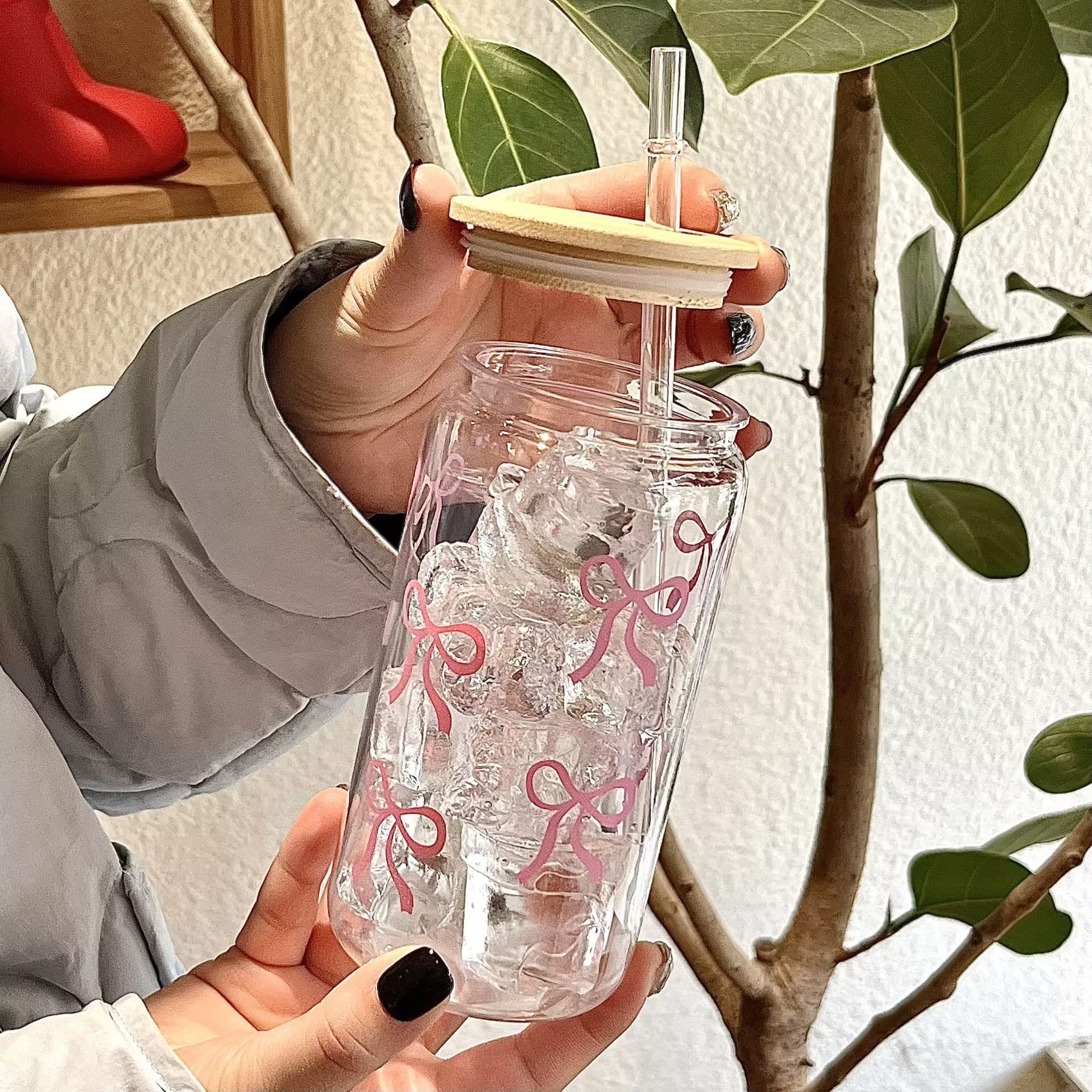 Amazon Cola Cup Bamboo Lid Straw Plastic Cup Plastic Water Cup TEMU Cross-border 16oz Water Cup Light Luxury Premium Feel
