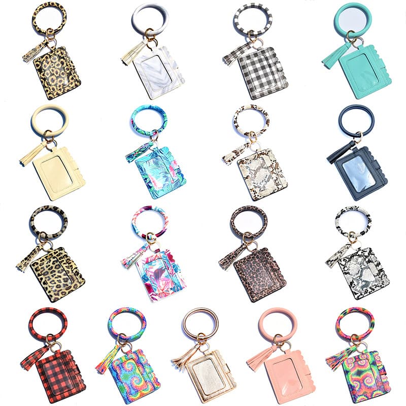 2024 Cross-Border Amazon European and American Creative PU Leather Tassel Bracelet Keychain Wallet Women's Card Bag ID Bag