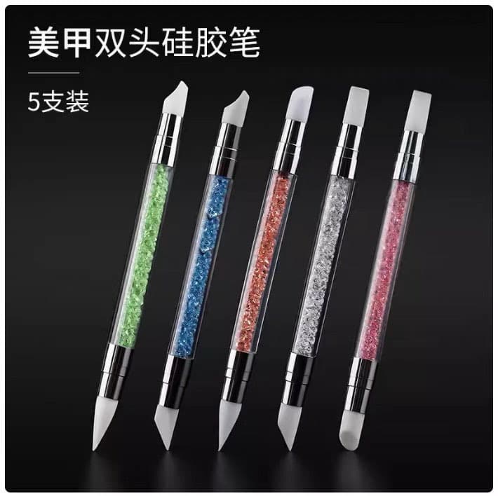 Nail art double-headed silicone pen embossing powder indentation pen soft silicone clay tool manicure glue special 5-piece set