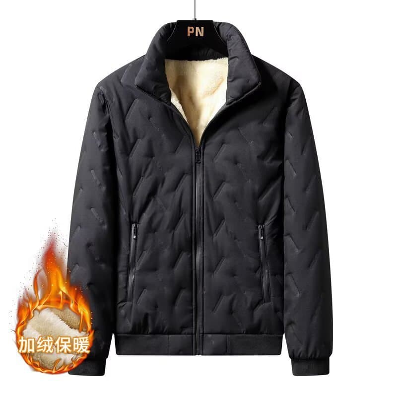 New Fall/Winter Warm Cotton Jacket for Men, Fleece-Lined Loose Fit Top, Stylish Men's Cotton Coat, Business Casual Wear