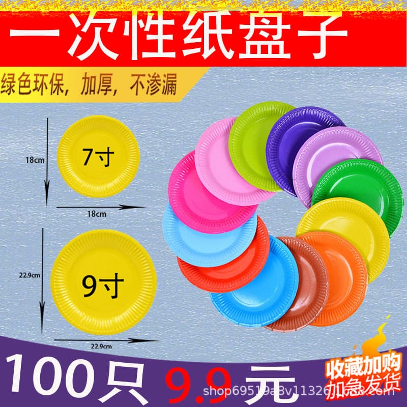 Disposable 7-inch Birthday Cake Paper Plate, DIY Colored Children's Drawing Round Bottom Paper Plate, Party Supplies Wholesale