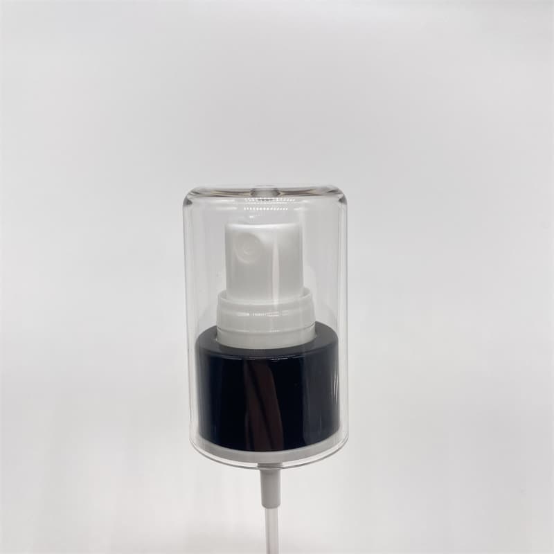 Factory produces 24-tooth transparent AS cap fine mist spray, screw-mouth black anodized aluminum nozzle, cosmetic fine mist spray