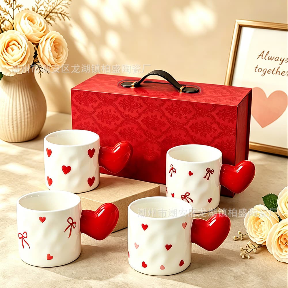 Love Mug Hand-painted Ceramic Cup Water Cup Summer Coffee Cup Couple Cup Cute High-Looking Souvenir Cup