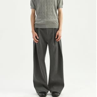 Pleated A-Line Wide-Leg Trousers for Men, Spring/Autumn American Rugged Curved-Leg Pants, Cleanfit Casual Long Pants