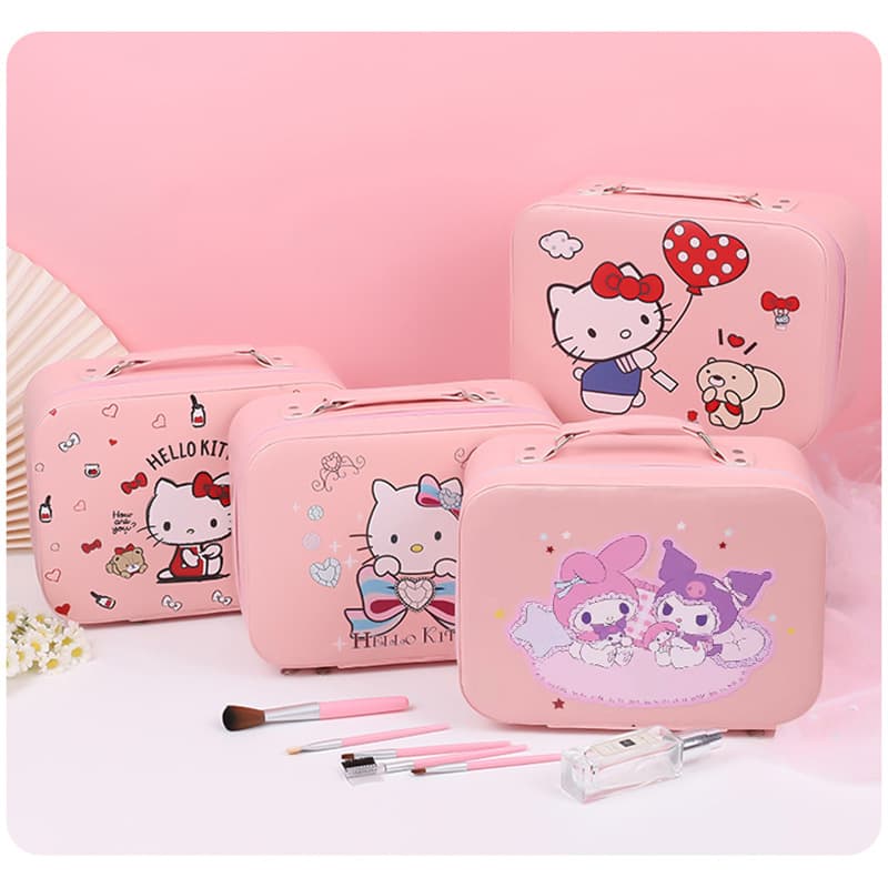 Large-capacity cosmetic case, souvenir gift, skincare storage box with mirror, high-value portable cosmetic bag, Sanrio.