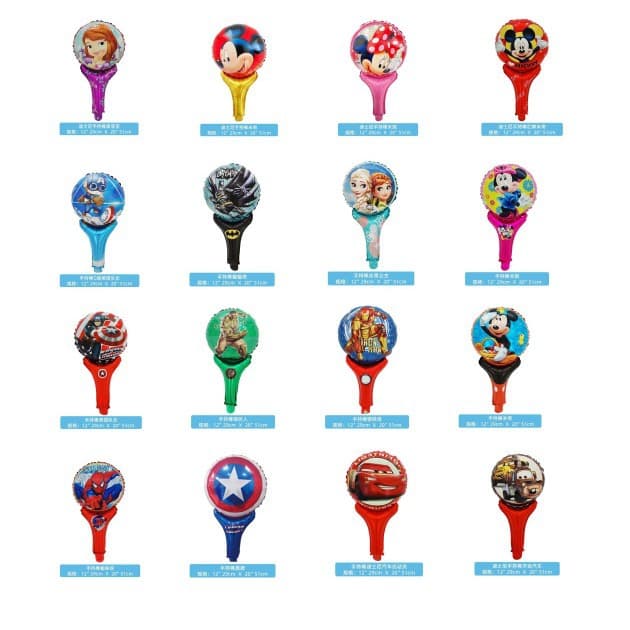 WeChat Business Children's Day Cartoon Handheld Stick Mickey Captain America Frozen Princess Street Promotion Toy Foil Balloon