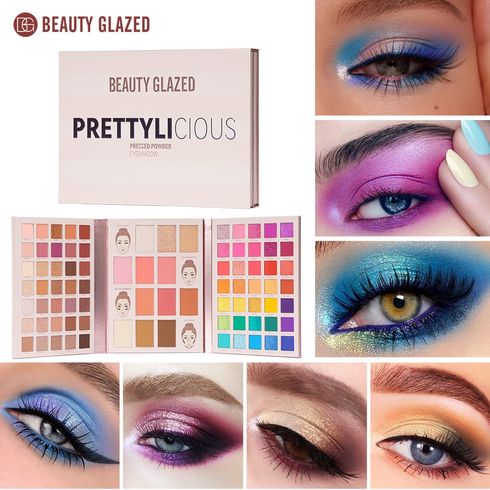 beautyglazed new three-fold 82-color eye shadow blush contour highlighter all-in-one plate set color eye shadow