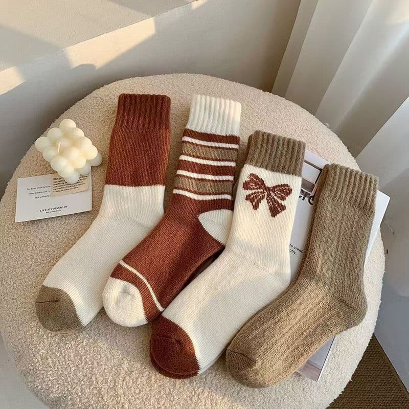 Factory Direct Sales Women's Socks Mid-Calf Autumn/Winter Thickened Warm Terry Socks Sweet Winter Outer Wear Long Stockings