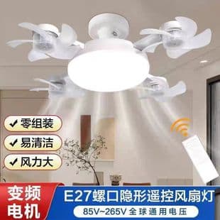 New Drone Integrated Fan Remote Control Ceiling Fan, Screw Base E27 Silent Wind, Living Room Dining Room Ceiling Light