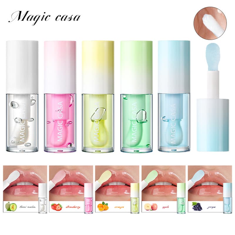 Fruit-Flavored Lip Balm Jelly Lip Oil Moisturizing Lip Care Lipstick Nourishing Lip Line Reducing Primer Lip Gloss Cross-Border