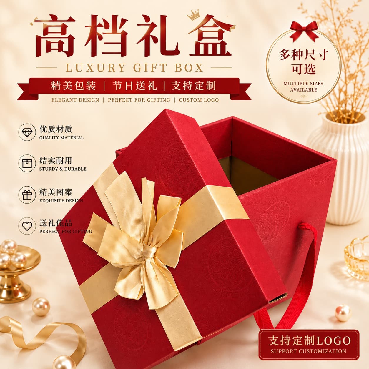 New Kraft Gift Box Square Box Creative Birthday Gift Box Gift Packaging Box Wedding Supplies Wholesale