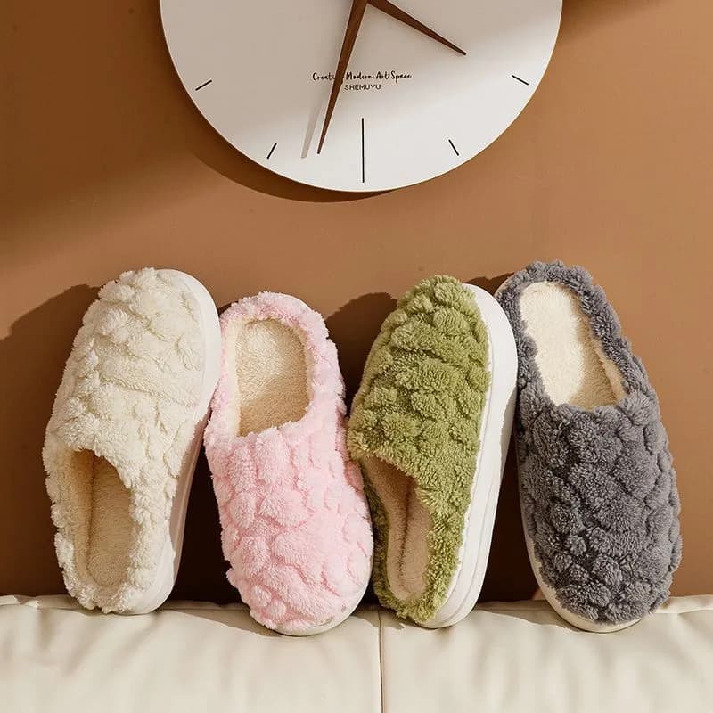 2025 New Autumn Winter Indoor Home Fleece-Lined Thick Sole Cloud-Like Silent EVA Cotton Slippers