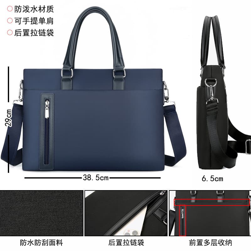 Spring Men's Oxford Cloth Briefcase Large Capacity Handheld Business Meeting Bag Fashionable Men's Handbag for Business Trips