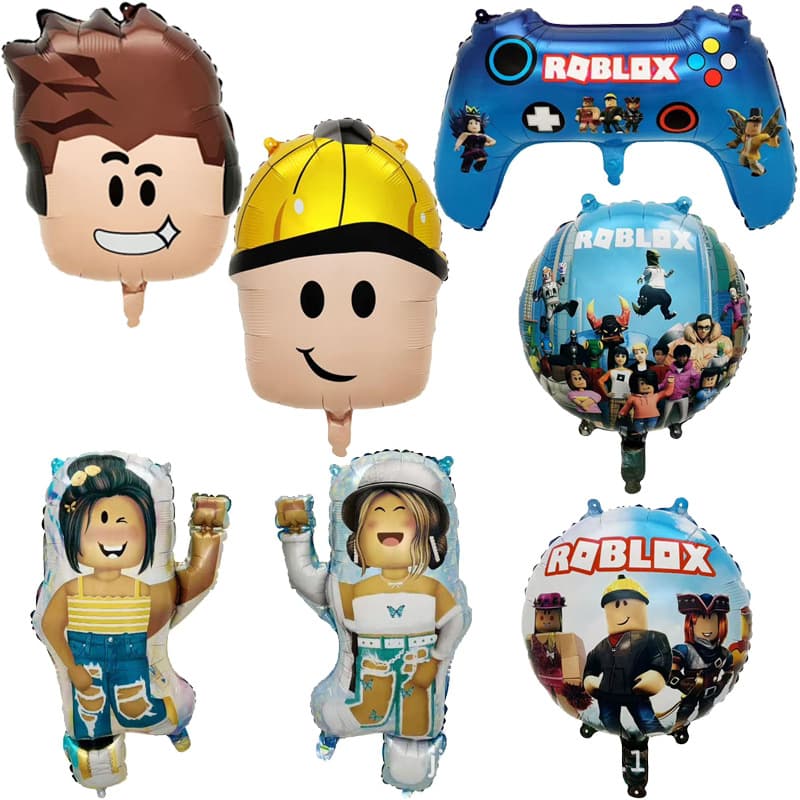 New Cross-border Minecraft Roblox Style Cartoon Foil Balloons Kids Birthday Party Decoration Balloons