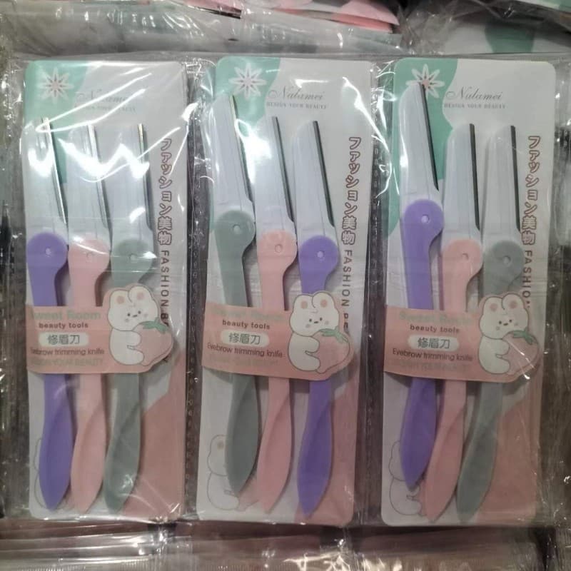 New Foldable Eyebrow Razor Shaving Razor Hair Removal Tool Makeup Tool Beginner Eyebrow Trimmer 3-Piece Set Wholesale