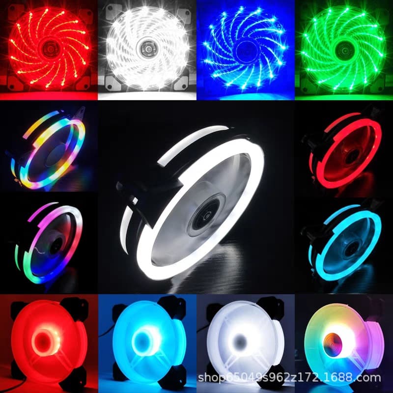 Factory direct supply 12cm case fan RGB colorful fan desktop computer case cooling LED light-emitting mute