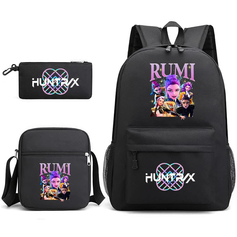 Kpop Hunter Witch Group Peripherals Rumi Zoyi Printed Backpack Pencil Case Student Bag Three-Piece School Bag New