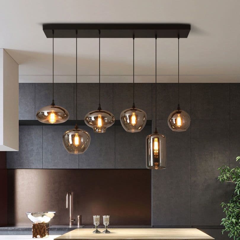 Modern restaurant chandelier bar creative multi-head combination glass lamps designer model room dining room table dining light