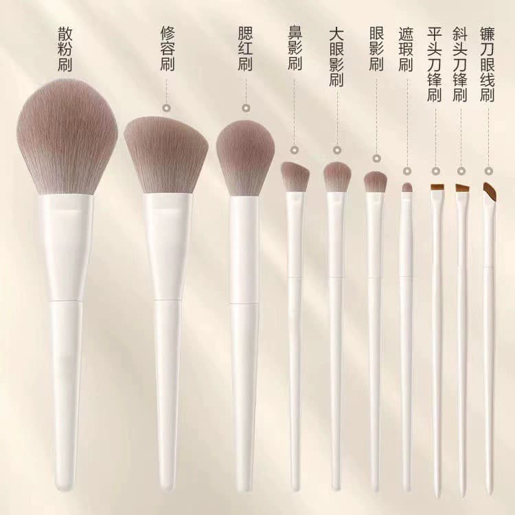 Cheng Shi'an Yun Porcelain Makeup Brush Set: Eyeshadow Brush, Blush Brush, Angled Eyeliner Brush, Loose Powder Brush, Complete Makeup Brush Set