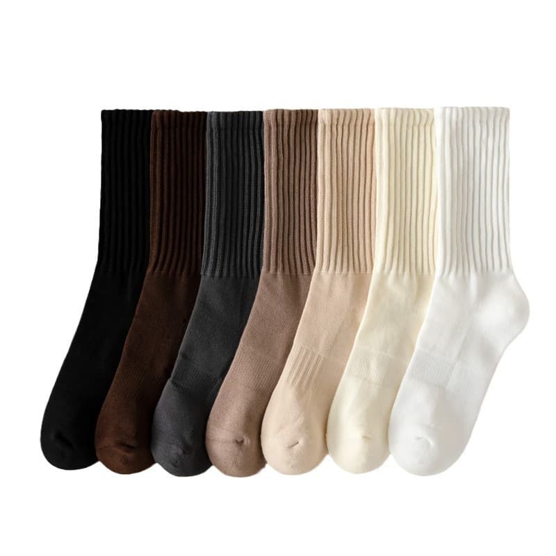 Japanese Workwear Style Terry Sock Bottom Men's Socks Autumn Winter Simple Solid Color Mid-Calf Socks Amekaji Terry Loop Men's Socks