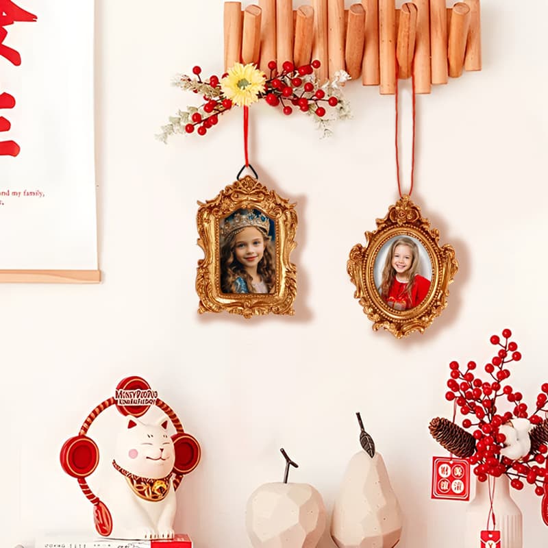 Cross-border Creative Christmas Tree Home Decoration Hanging Ornament Mini Photo Frame Wall Decor Keychain Accessory