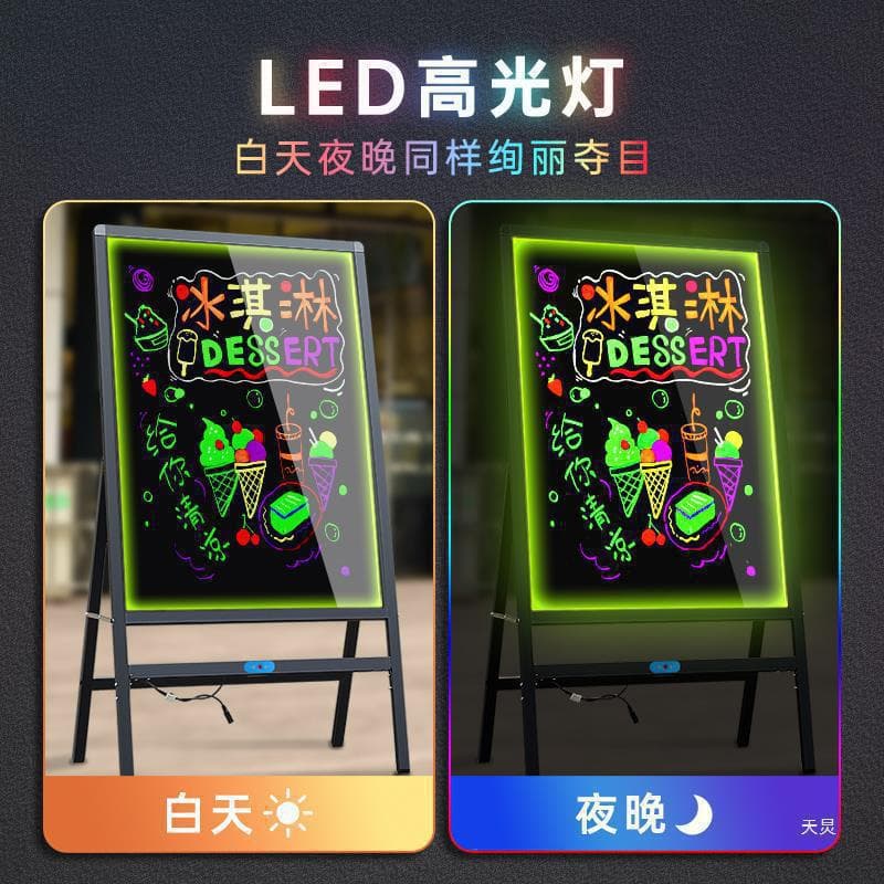 Fluorescent Board for Commercial Stalls and Shops Advertising Board Flash Small Chalkboard Price Sign Hanging Glow Display Stand