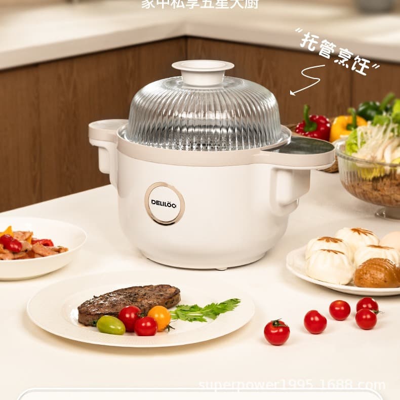 Multifunctional Stir-fry Machine and Food Processor for Stir-frying, Steaming, Boiling, and Hot Pot Cooking