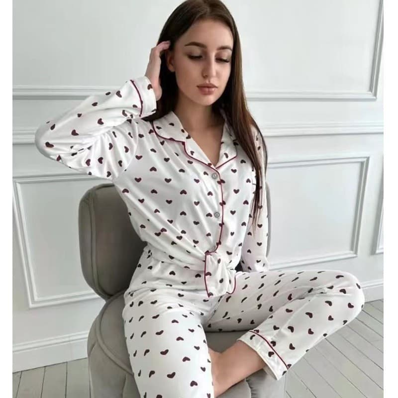 Factory Wholesale Pyjamas Japanese Cartoon Pudding Dog Sleepwear Women Spring Autumn Cotton-like Long Sleeve Long Pants Set for Export