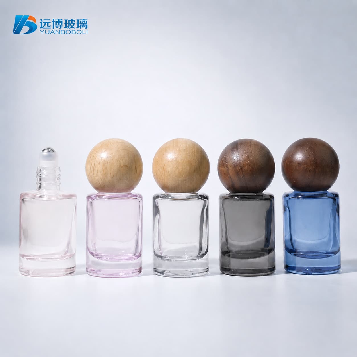 10ml Perfume Bottle with Wooden Cap and Roller Ball, Empty Bottle, High-End Perfume Refill Glass Bottle