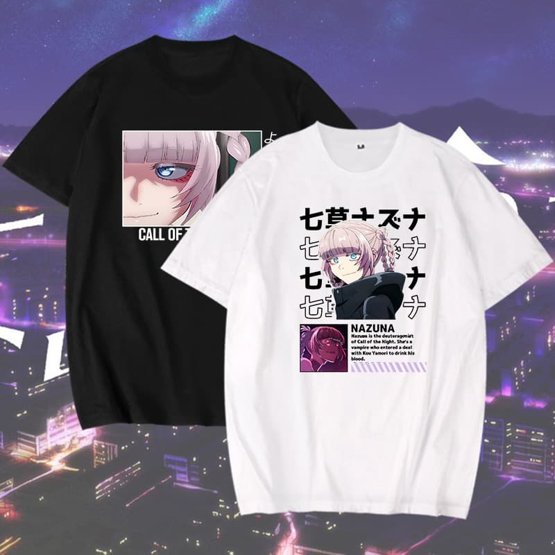 Call of the Night Anime T-Shirt Short Sleeve Seven Grasses Secondary Cosplay Casual Loose Fit Cotton Tee Summer