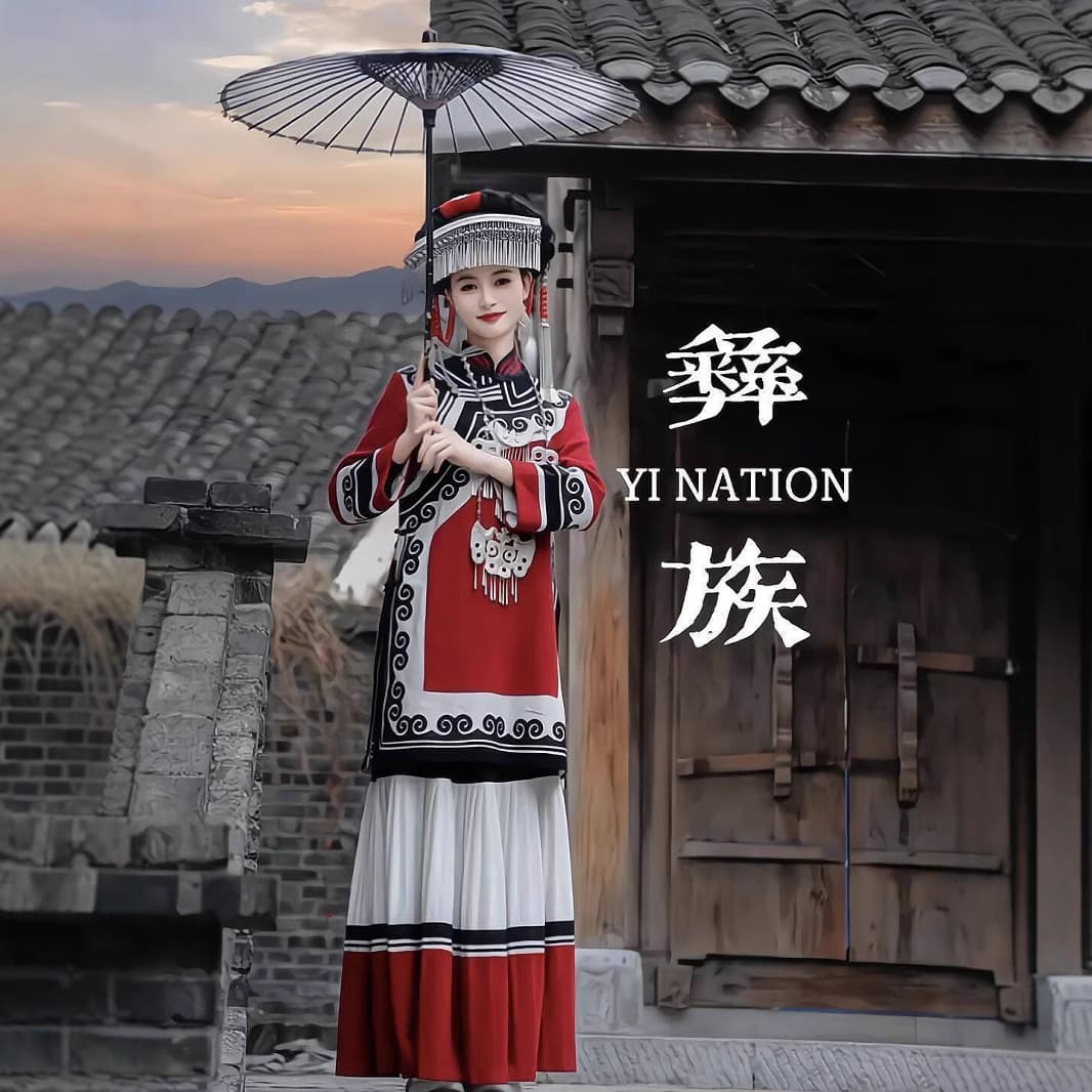 Portrait Ethnic Style 2025 New Yi Ethnic Clothing Design Sense Ancient Style Niche Retro Girl Commuter Set