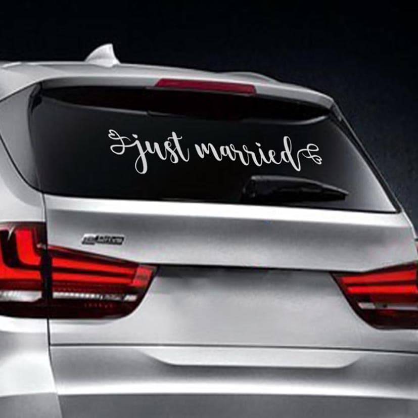 Wedding Car Stickers Reflective Decoration Auto Bumper Decals Adhesive Vehicle Sticker Just Married Brand Window Sticker