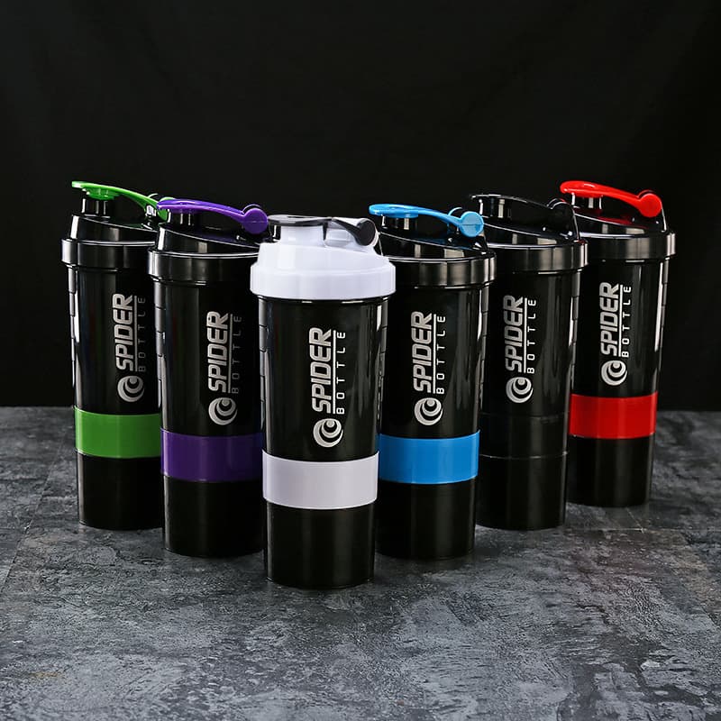 500ML Three-Layer Creative Protein Powder Shaker Cup Portable Handheld Fitness Sports Milkshake Cup Spring Spider Cup