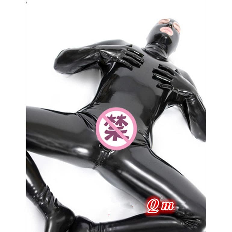 Men's New Nightclub DS Stage Outfit Black Prisoner Patent Leather Bodysuit Unisex Nightclub Sexy Role Play Costume