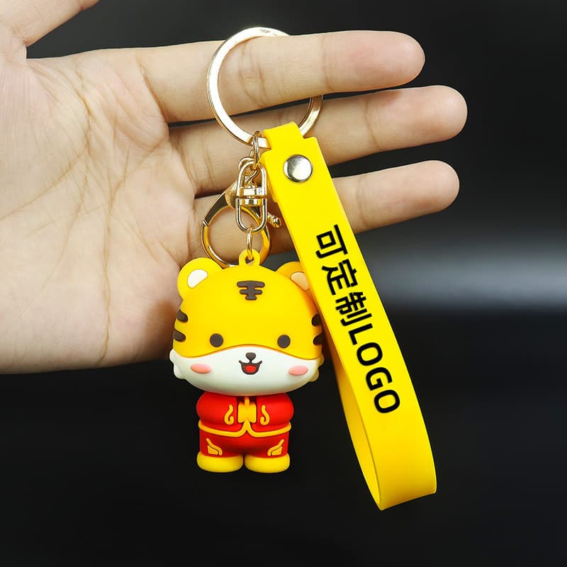 Custom Tiger 3D Figure Keychain Pendant PVC Soft Rubber Epoxy Blind Box Toy Car Keychain