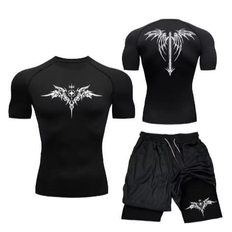 New Compression Set Men's Sportswear Quick-Dry Fitness Shorts T-Shirt Running Workout Tight