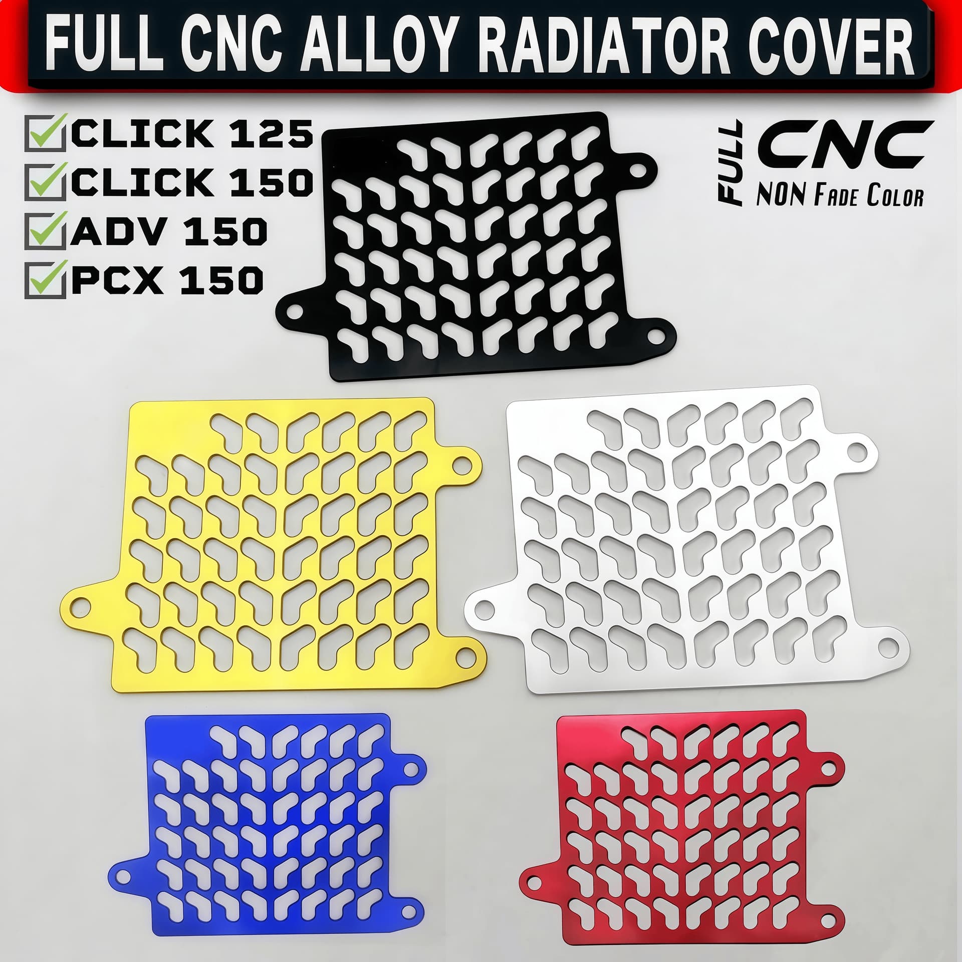 Motorcycle Modification Accessories Aluminum Alloy Click125/150 Adv150 Nmxa Water Tank Net Heat Dissipation Protective Cover