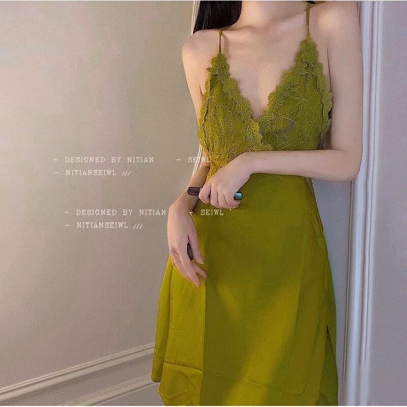 Women's Sexy Pajamas Summer Ice Silk Thin Lace 2023 New Sling Nightgown Spring and Autumn Two-Piece Set