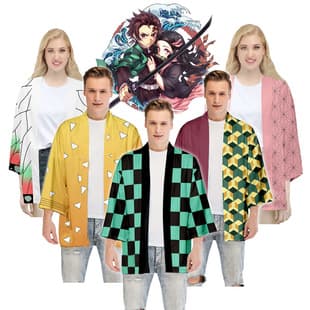 Demon Slayer Cosplay Giyu Tomioka Anime Character 3D Print Kimono Cape Cross-Border