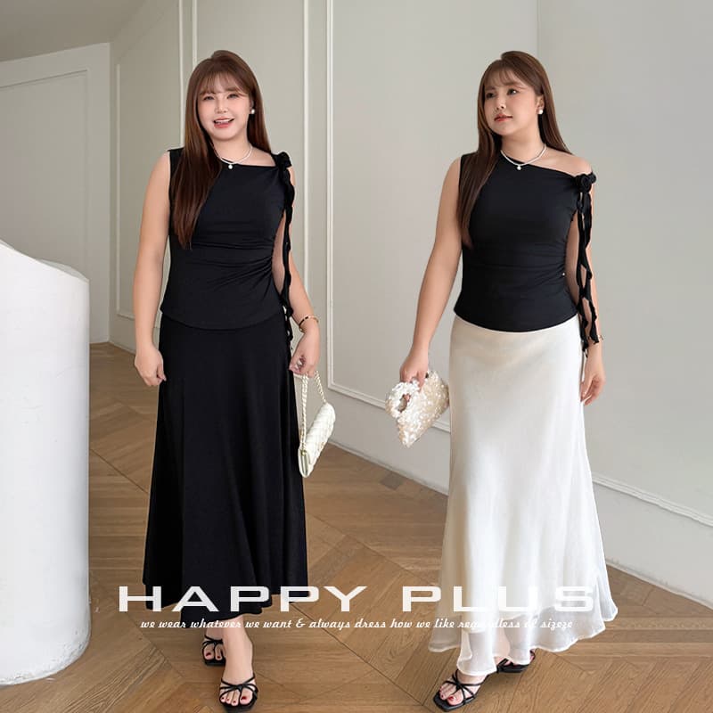 Runqi Plus Size Atmosphere Aesthetic Waist Tuck Pleated French Flowing Top 9538, Casual 2026 New Women's Camisole