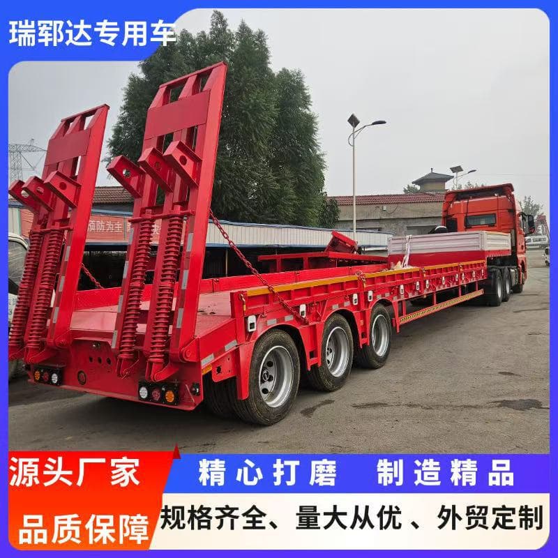 Export Multiple Low-Profile Semi-Trailers, Excavator Transport Large Platform, Used HOWO Truck Head, Semi-Trailer, Low-Profile