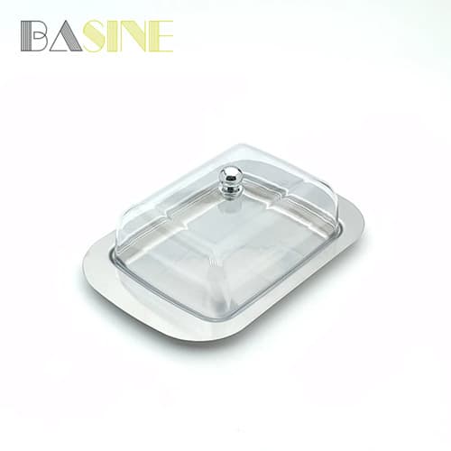 Factory direct supply of Western-style pastry cheese boxes, stainless steel butter dishes, butter plates with plastic lids, butter dishes, and cheese dishes.